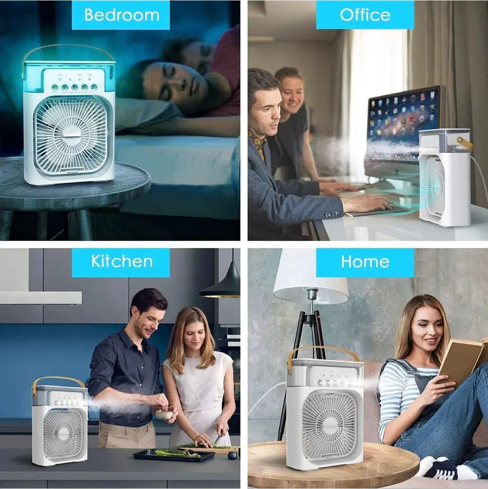 AIR COOLER FAN, Portable 3-in-1 Mini Cooler With LED Light ElectoHub