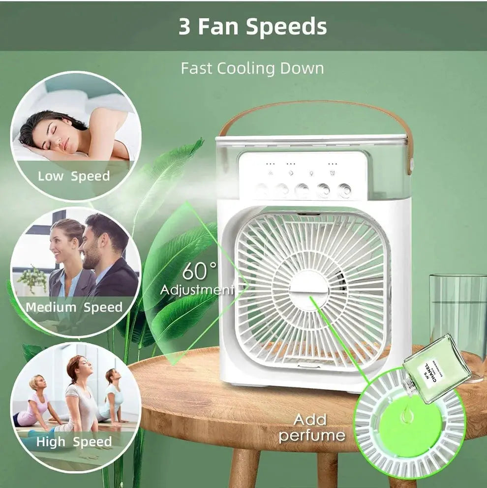 AIR COOLER FAN, Portable 3-in-1 Mini Cooler With LED Light ElectoHub